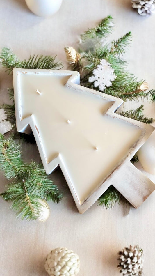 white christmas tree candle